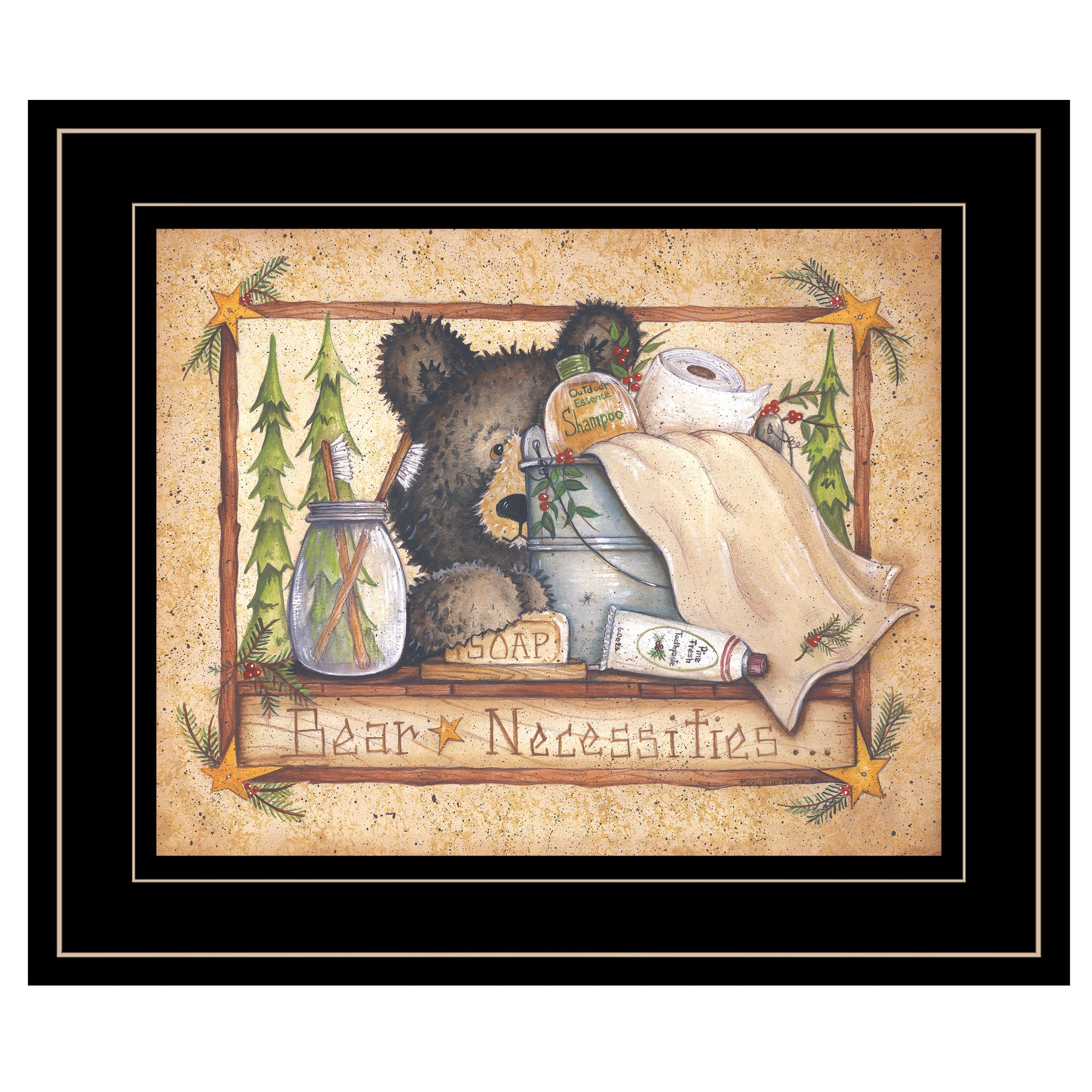 'Bear Necessities' by Mary Ann June, Ready to Hang Framed Print, Black Frame