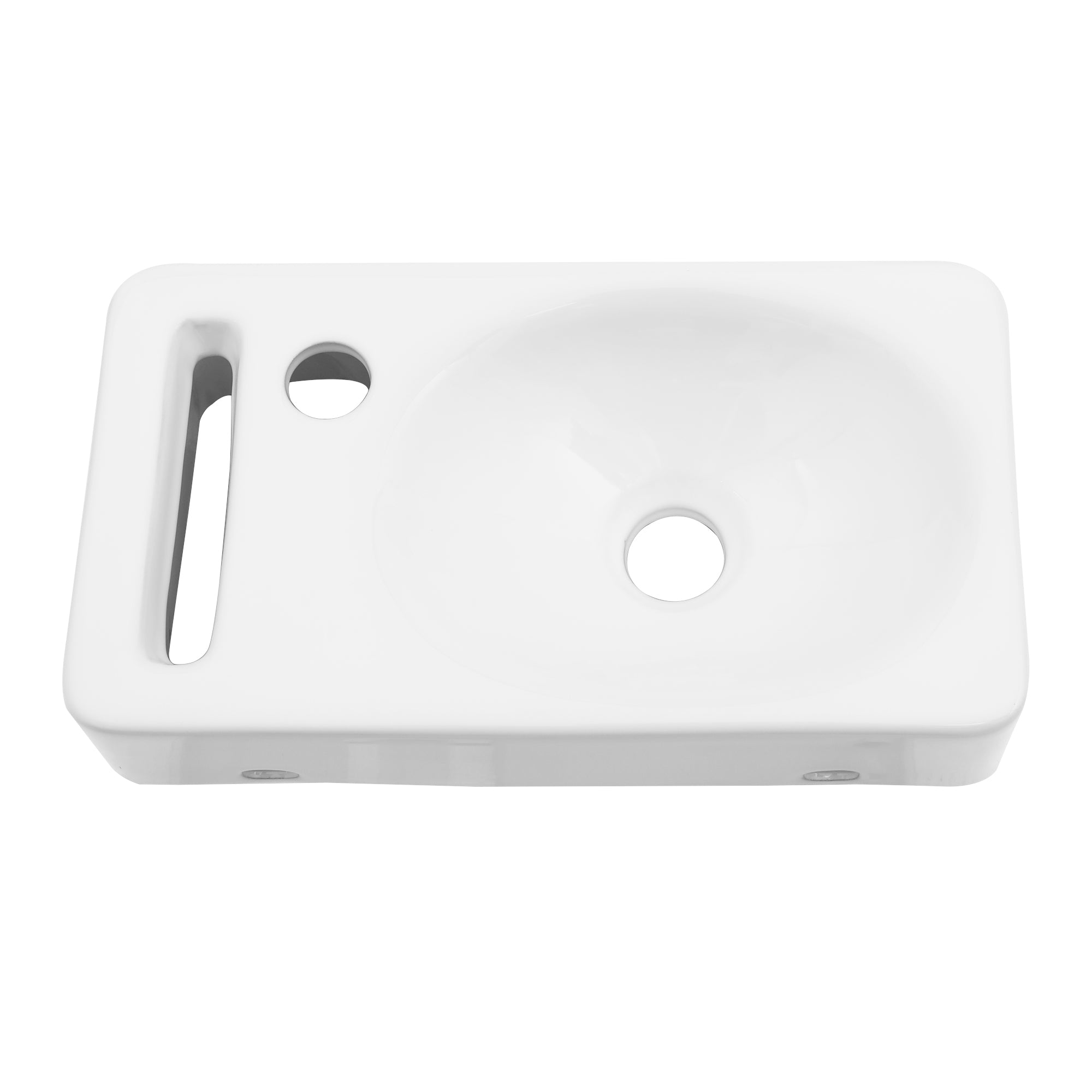 Modern White Ceramic Rectangle Wall Mount Bathroom Sink with Single Faucet Hole, 15.75x8.69 Inch