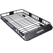 Rooftop Cargo Carrier Basket Universal Fit 64' Black Steel with Wind Fairing