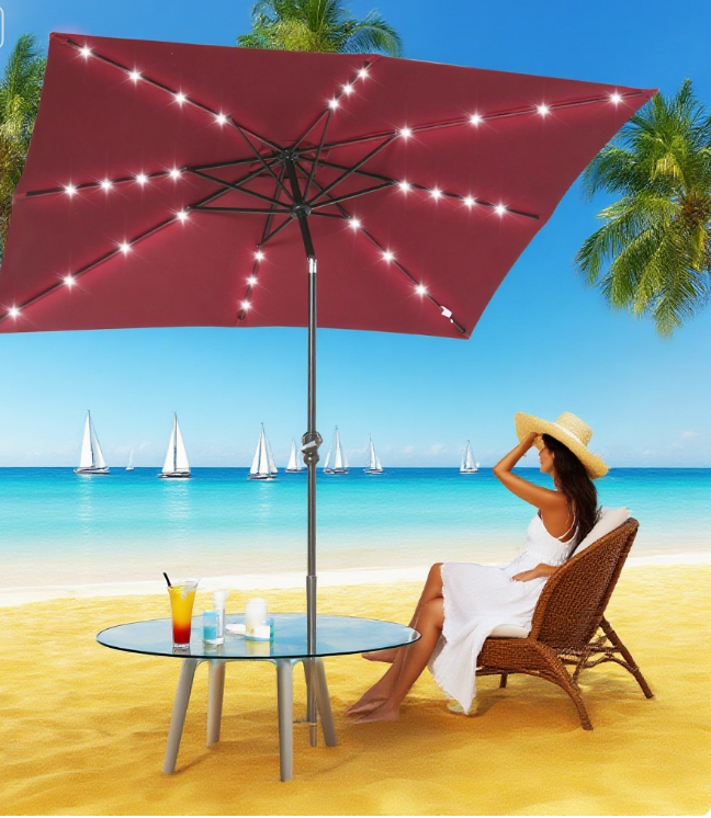 Sun Umbrella Solar Umbrella, Lighted Patio Umbrella
