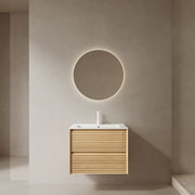 BRON 24' Bathroom Vanity with Sink, Wall-Mounted Floating Plywood Bathroom Storage Cabinet with Drawers, White Ceramic Basin without Faucet, Pre-assembled, Corolla Oak Woodgrain Color