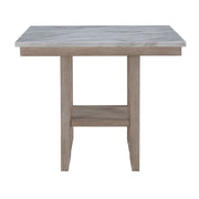 CLAUI Transitional Style Natural Bar Table and Bar Stools Set with Marble Finish in Solid Wood and MDF