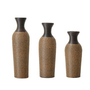 3-Piece Set of Beige + Black Decorative Floor Vases, Classic and Neat Floor Vases with High Independent Flower Racks, Artificial Vine Vases, PVC Floor Vases, Home Decoration Flower Racks