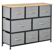 HOMCOM 8-Drawer Dresser, 3-Tier Fabric Chest of Drawers, Storage Tower Organizer Unit with Steel Frame for Bedroom, Hallway, Light Grey