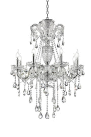 37' In Eilish Silver Crystal 8-Led Light Chandelier