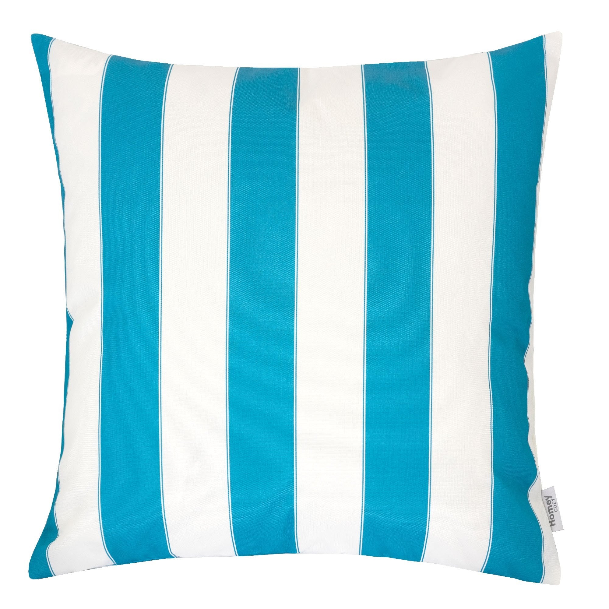 Horizon Stripe Pillow - Aqua Outdoor & Indoor, 20x20, Solarium Polyester Fabric with 100% Polyester Filling