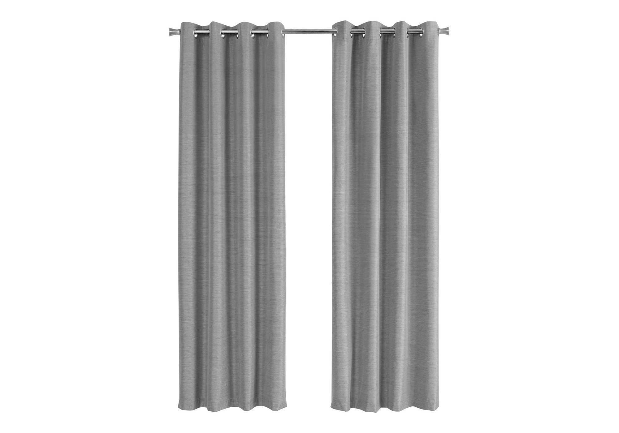 Curtain Panel, 2pcs Set, 54'w X 95'l, 100% Blackout, Grommet, Living Room, Bedroom, Kitchen, Grey Thermal Insulation Polyester, Contemporary, Modern