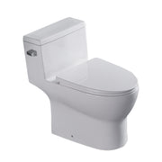Modern Ceramic One-Piece Toilet with Soft Closing Seat in White, 28.87 x 16.37 x 27.50 inches