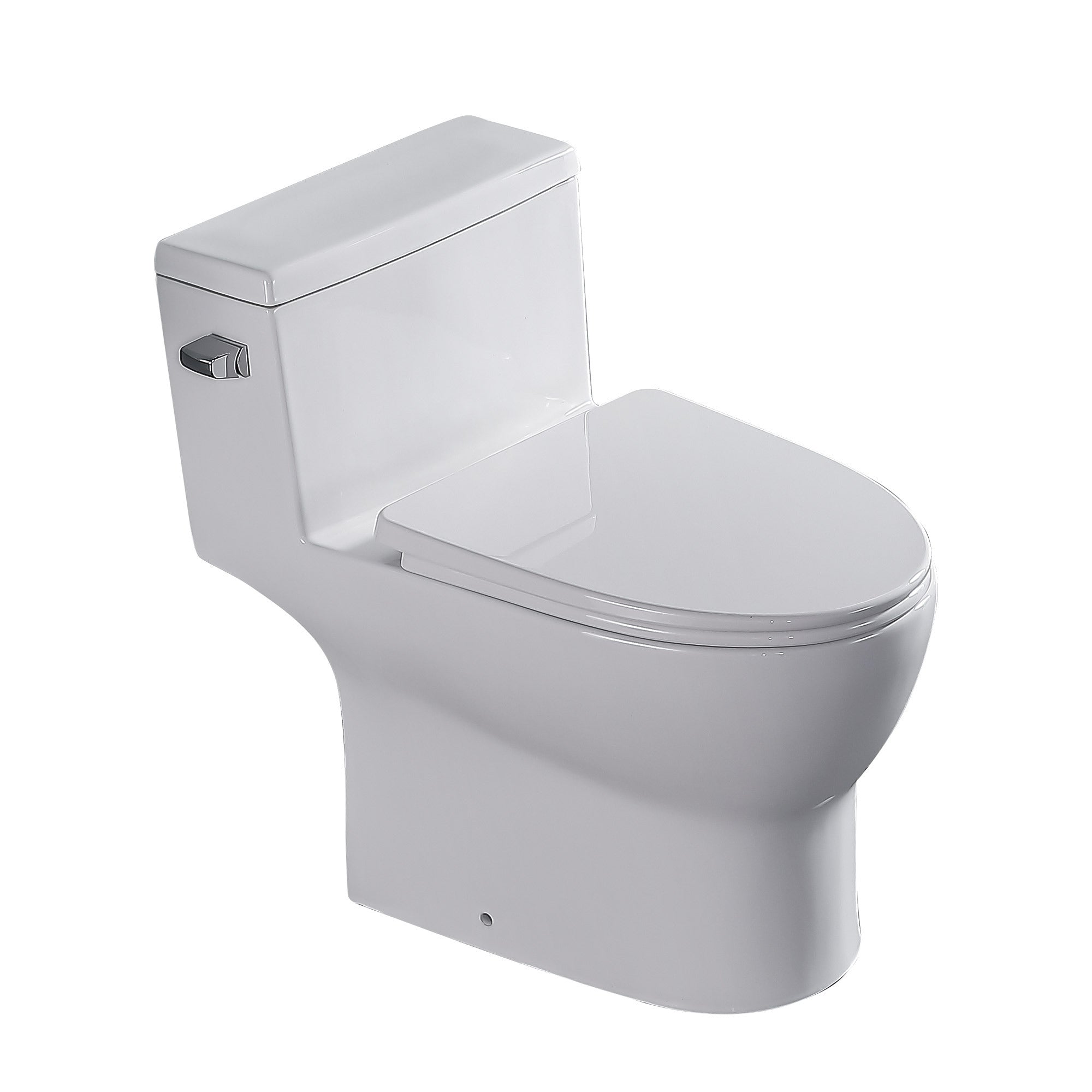 Modern Ceramic One-Piece Toilet with Soft Closing Seat in White, 28.87 x 16.37 x 27.50 inches
