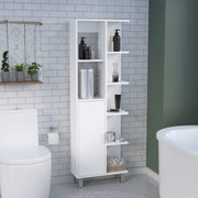 Mott 63' H Linen Bathroom Cabinet with Seven Open Shelves, One Drawer and four legs,White