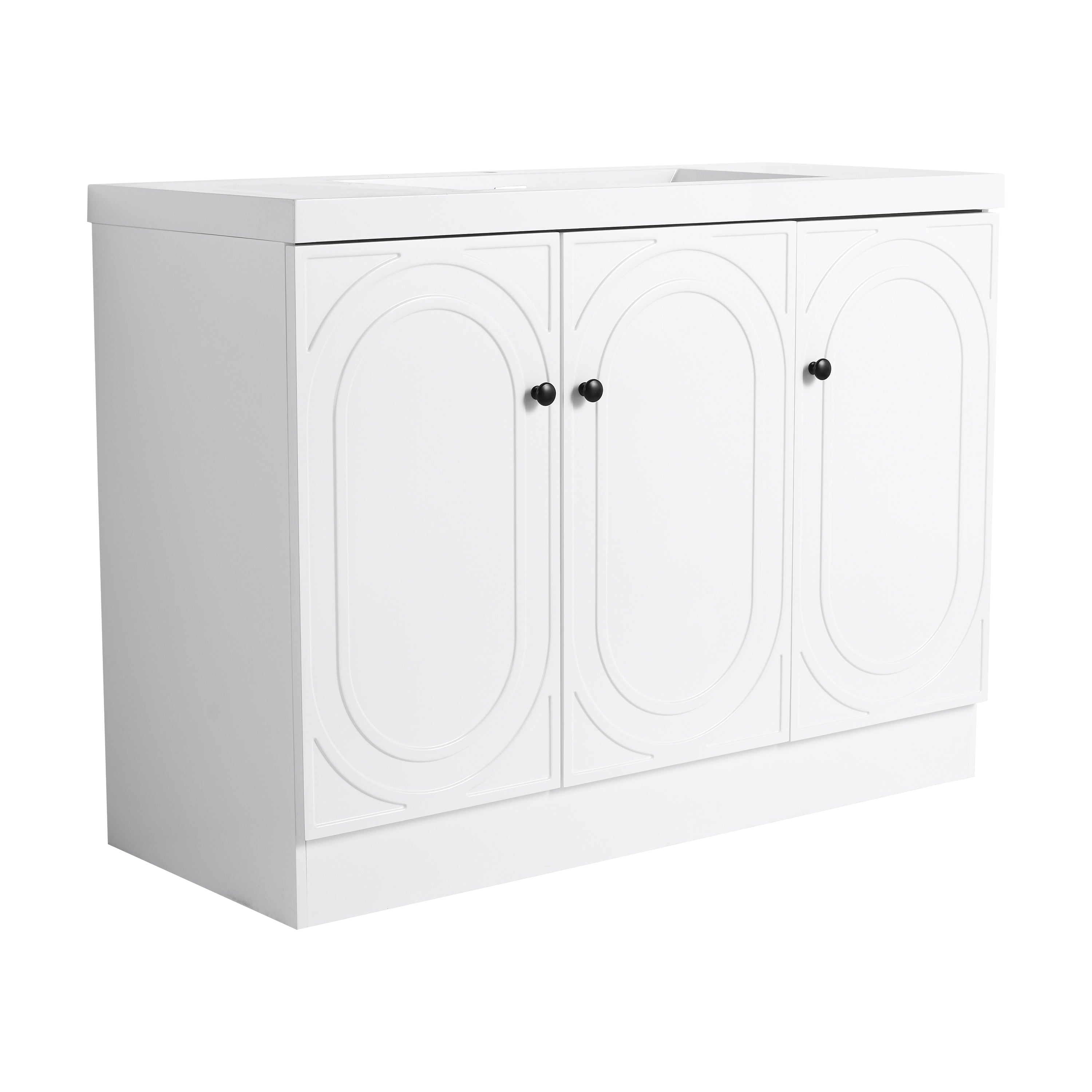 Contemporary Freestanding Bathroom Vanity with White Resin Sink & Soft-Close Cabinet Doors, Plywood, 48'