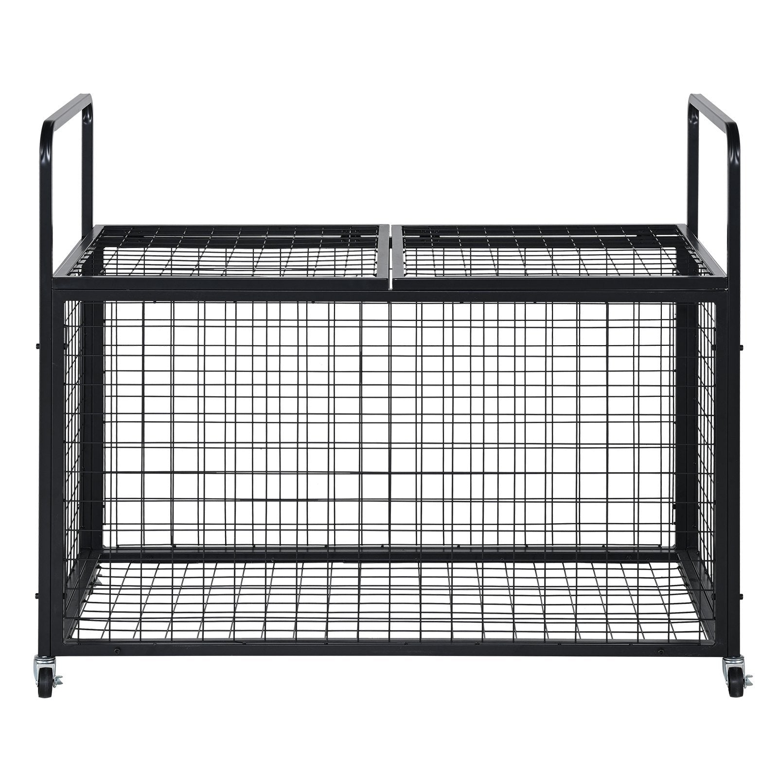 Rolling Sports Ball Storage Cart, Lockable Basketball Cage with Double Lids, Sport Equipment Holder Organizer for Indoor Outdoor, Steel Storage Rack for Garages, Playgroup, Gym and Schools