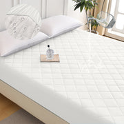 Diamond Grid Ultrasonic Waterproof Mattress Protector White Size Q