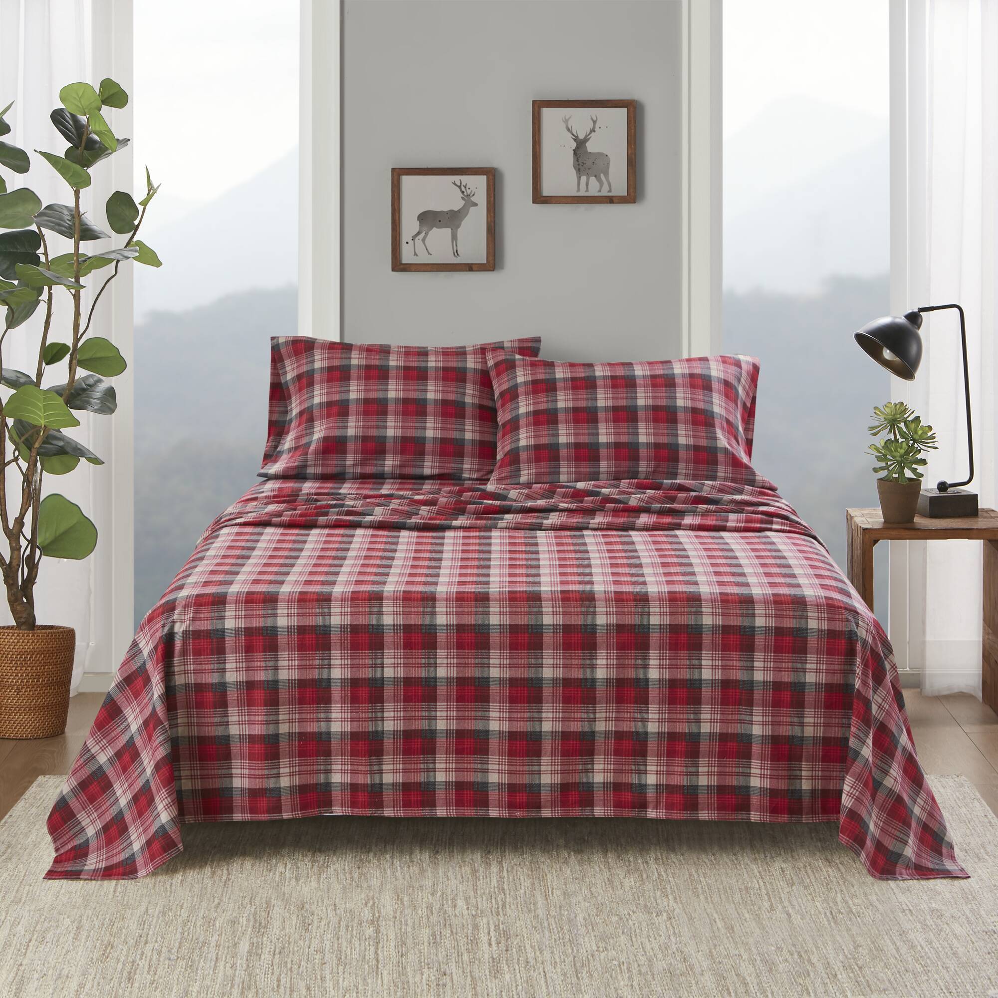 3 PCS Twin Sheet Set Red Plaid