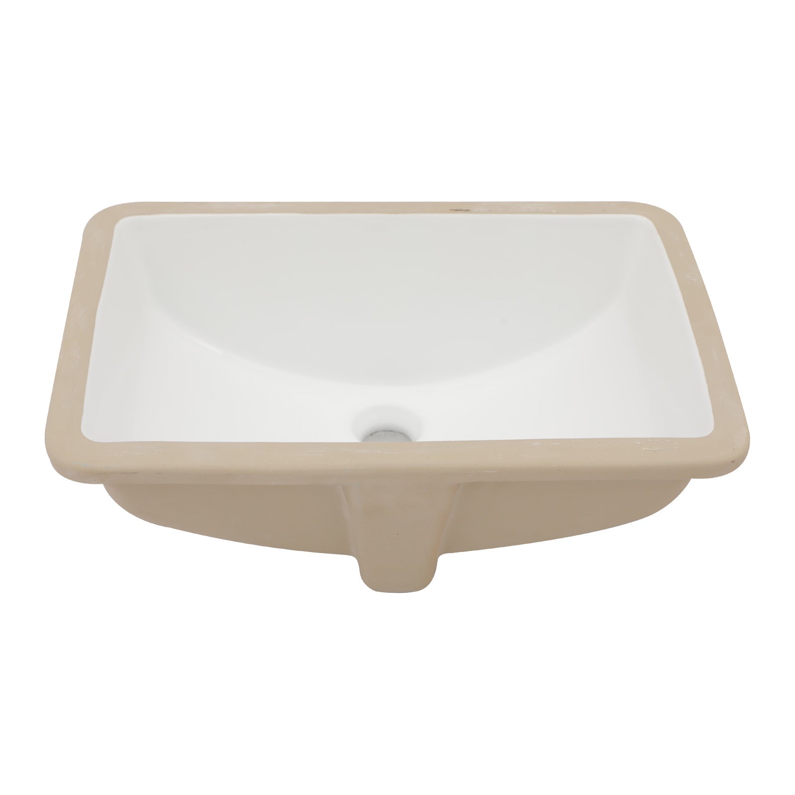 Modern European Style White Ceramic Rectangular Undermount Bathroom Sink with Overflow, 19.7x14 Inch