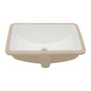 Modern European Style White Ceramic Rectangular Undermount Bathroom Sink with Overflow, 19.7x14 Inch