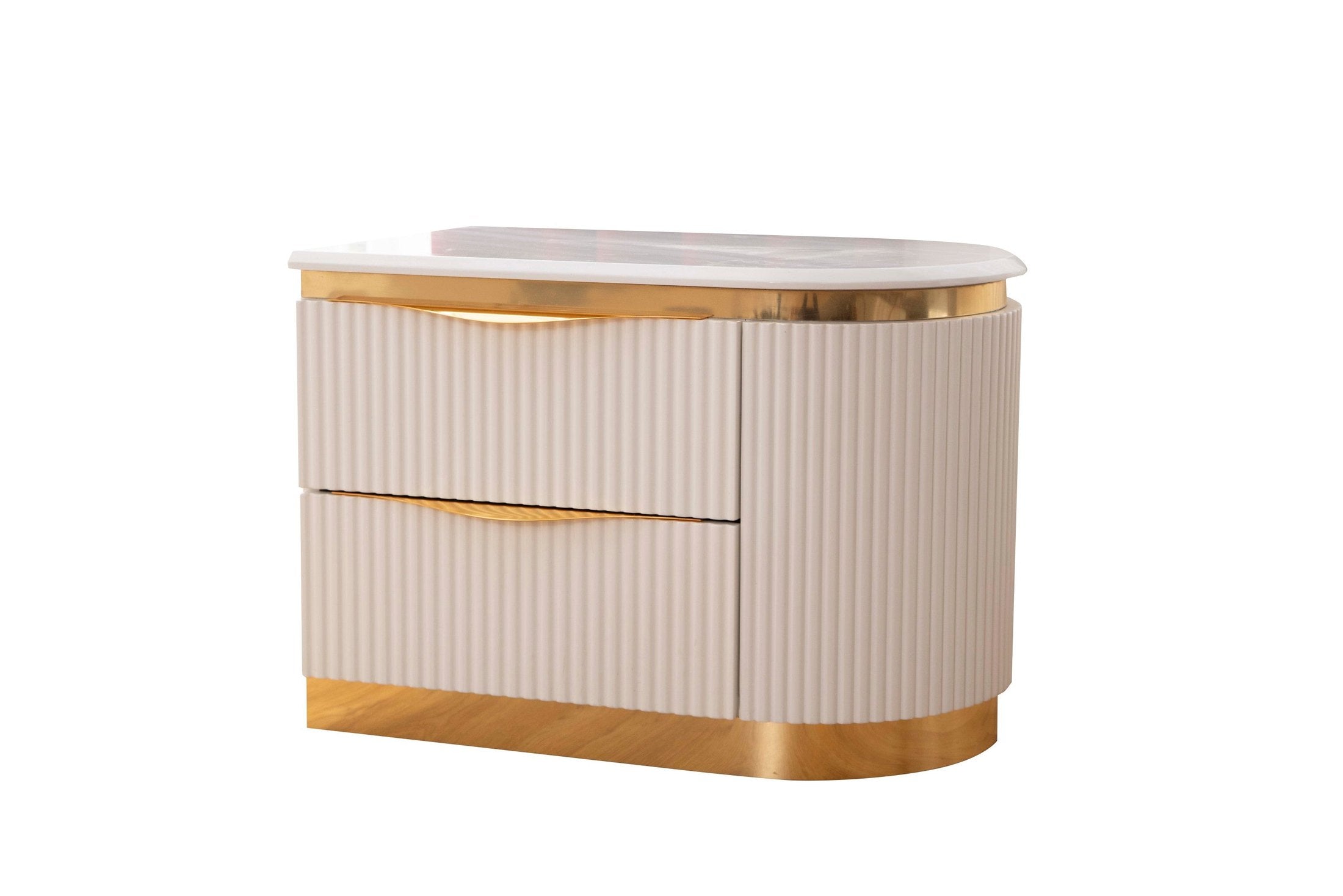 Laura Gold Detailed Right 2-Drawer Nightstand made with Wood in White  same as B00955978 (CA inventory)