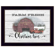 'Farm Fresh Christmas Trees' By Billy Jacobs, Ready to Hang Framed Print, Black Frame