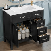 36' Bathroom Vanity with Sink Combo, Black Bathroom Cabinet with Drawers, Solid Frame and MDF Board (Old Sku:JL000007AAB)