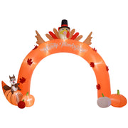 HOMCOM 9.7ft Thanksgiving Inflatables Turkey Archway Outdoor Decorations, Blow Up LED Yard Display for Holiday