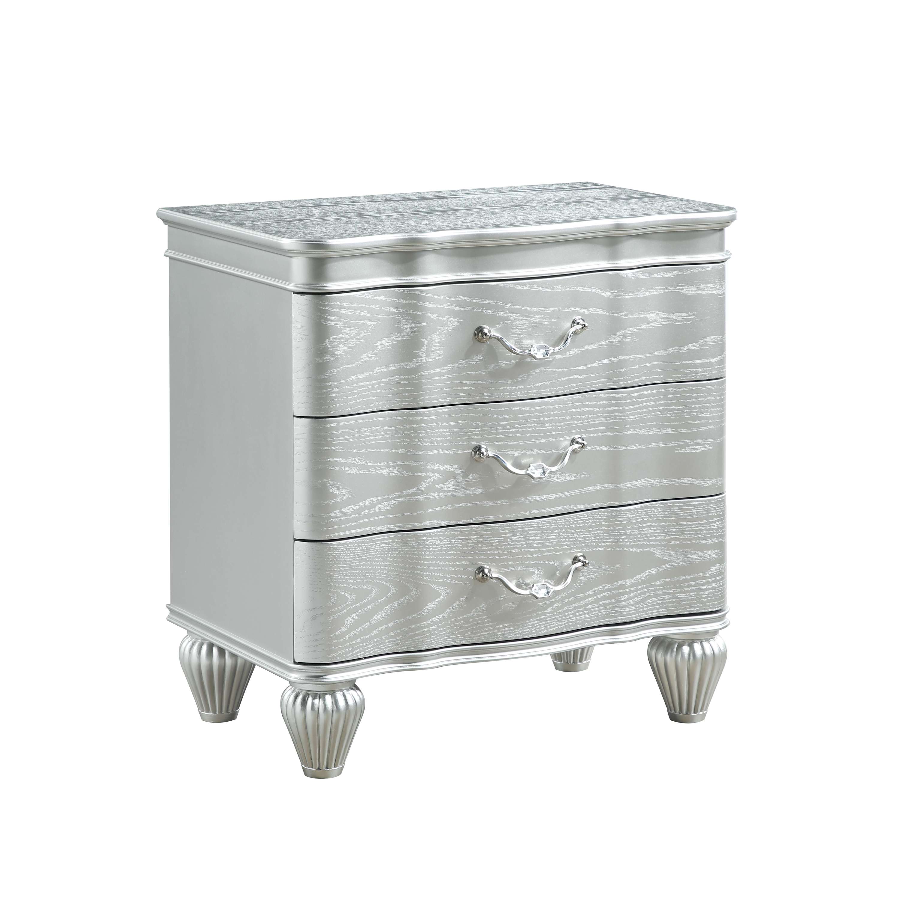 Landmark Traditional Style 3-Drawer Night stand With metal drawer pulls Made with Wood in Silver same as B009P235327 (CA inventory)