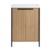 Contemporary 24' Freestanding Bathroom Vanity with Resin Sink & Soft-Close Doors in Light Coffee Finish