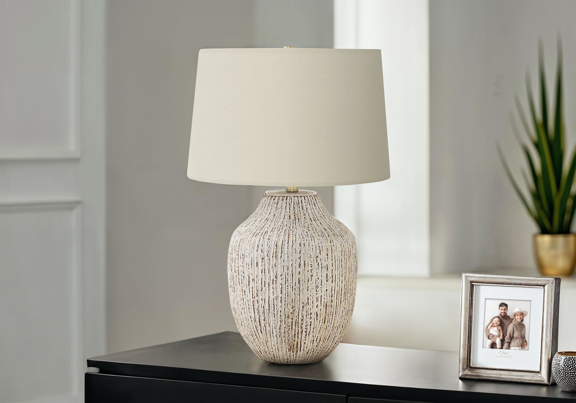 Lighting, 26'h, Table Lamp, Cream Ceramic, Ivory / Cream Shade, Transitional