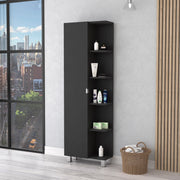 Urano Mirror Linen Cabinet, Four Interior  Shelves, Five External Shelves -Black