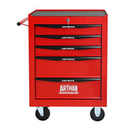 Rolling Metal Tool Chest with 5 Drawers, 20' Steel Storage Cabinet with Ball Bearing Slides, Red and Black Finish
