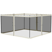 Outsunny 13' x 13' Replacement Mesh Sidewall Netting for Patio Gazebos and Canopy Tents with Zippers (Sidewall Only), Cream
