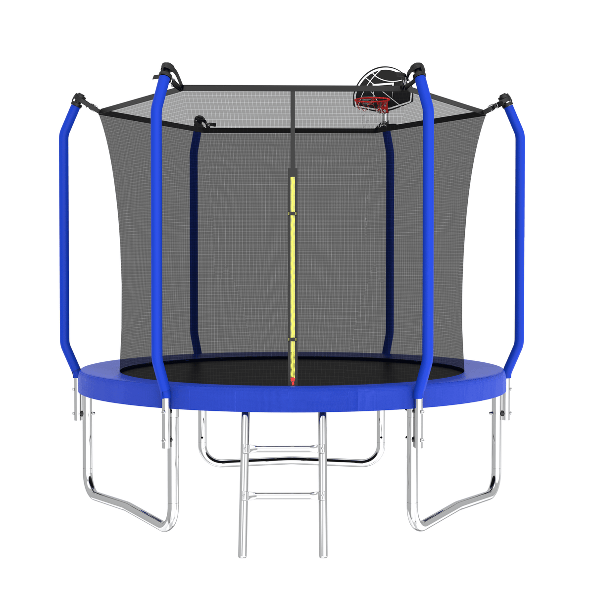 8FT Trampoline with Basketball Hoop,  ASTM Approved Reinforced Type Outdoor Trampoline with Enclosure Net