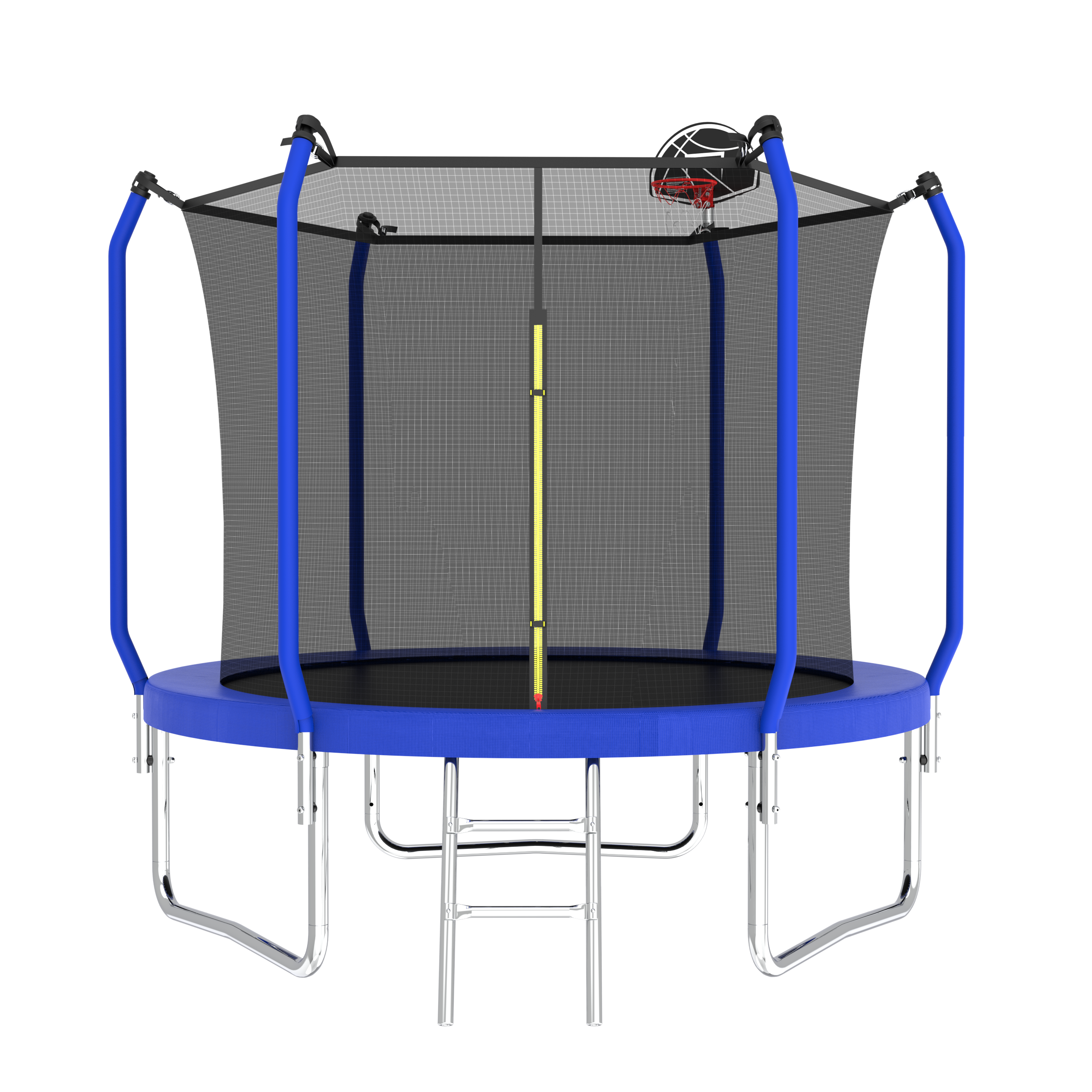 8FT Trampoline with Basketball Hoop,  ASTM Approved Reinforced Type Outdoor Trampoline with Enclosure Net