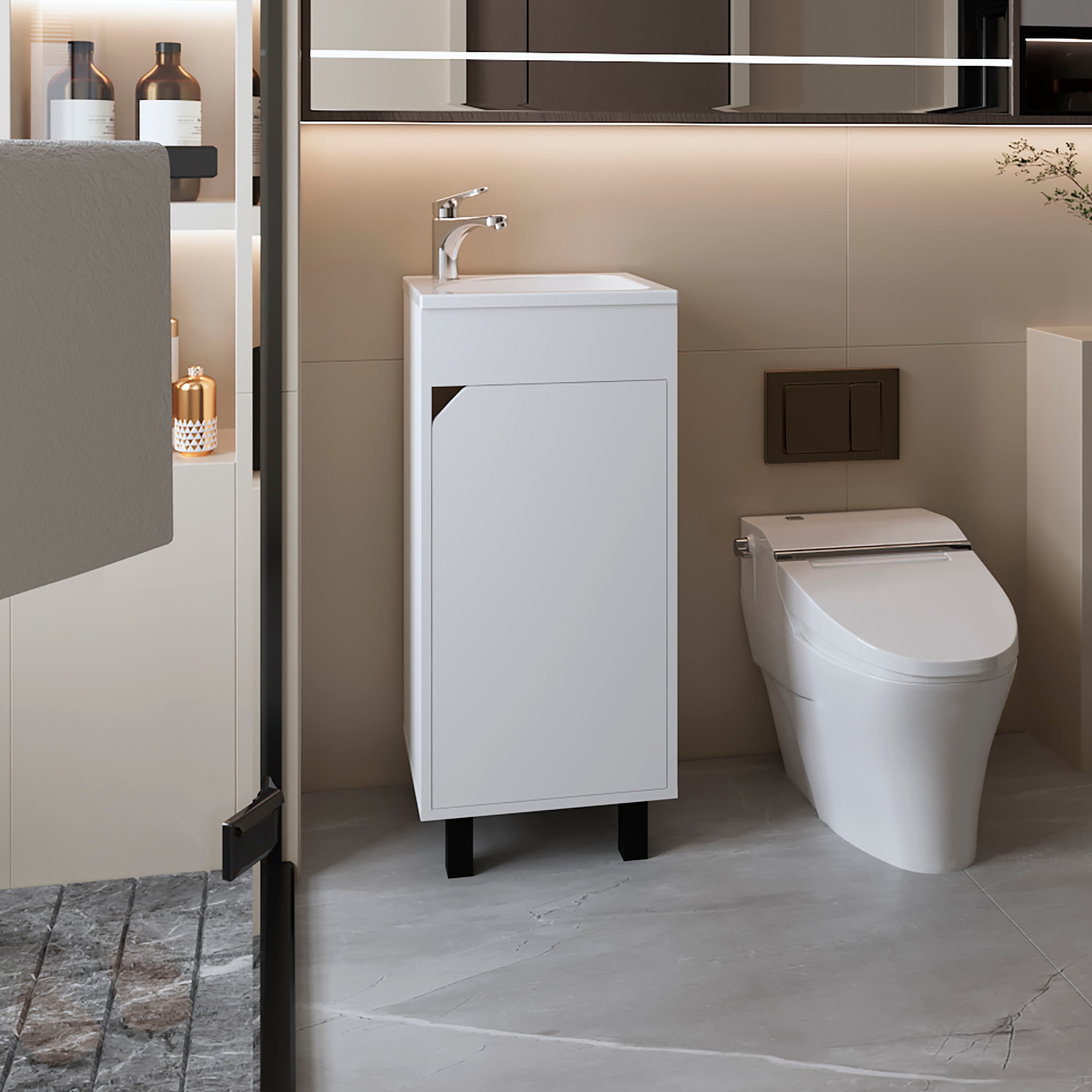FM FURNITURE Quartzsite  Bathroom Vanity with Integrated Sink, White