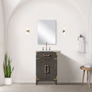 Brown Oak Single Bath Vanity 20 in. W x 18 in. D, Acrylic Top, and Faucet Set
