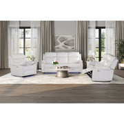 Blanche White 3PC Reclining Sofa and Loveseat and Recliner with LED Lights