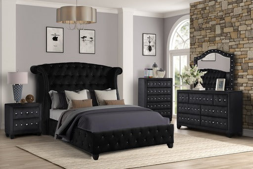 SOPHIA King 5 Pc Upholstery Bedroom Set Made With Wood in Black (NJ INVENTORY)