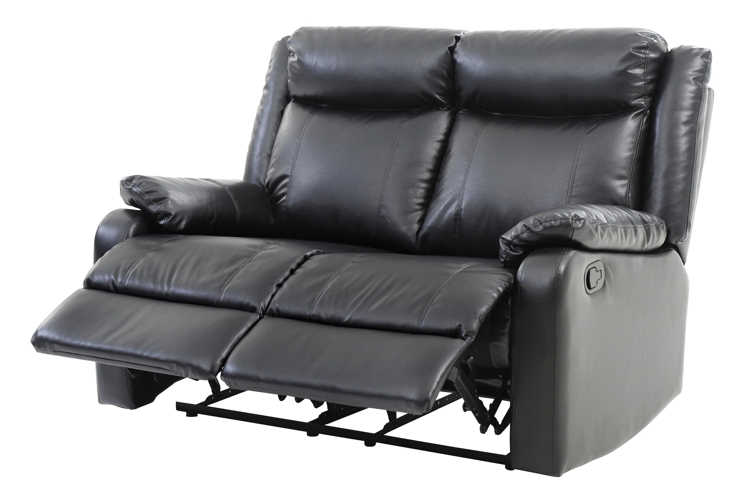 Sleek Black Contemporary Love Seat