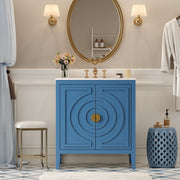 30' Bathroom Storage Cabinet with 2 Large Soft Closing Doors with Organizer, 1 Hided Drawer and Adjustable Shelf, Bathroom Vanity with Sink