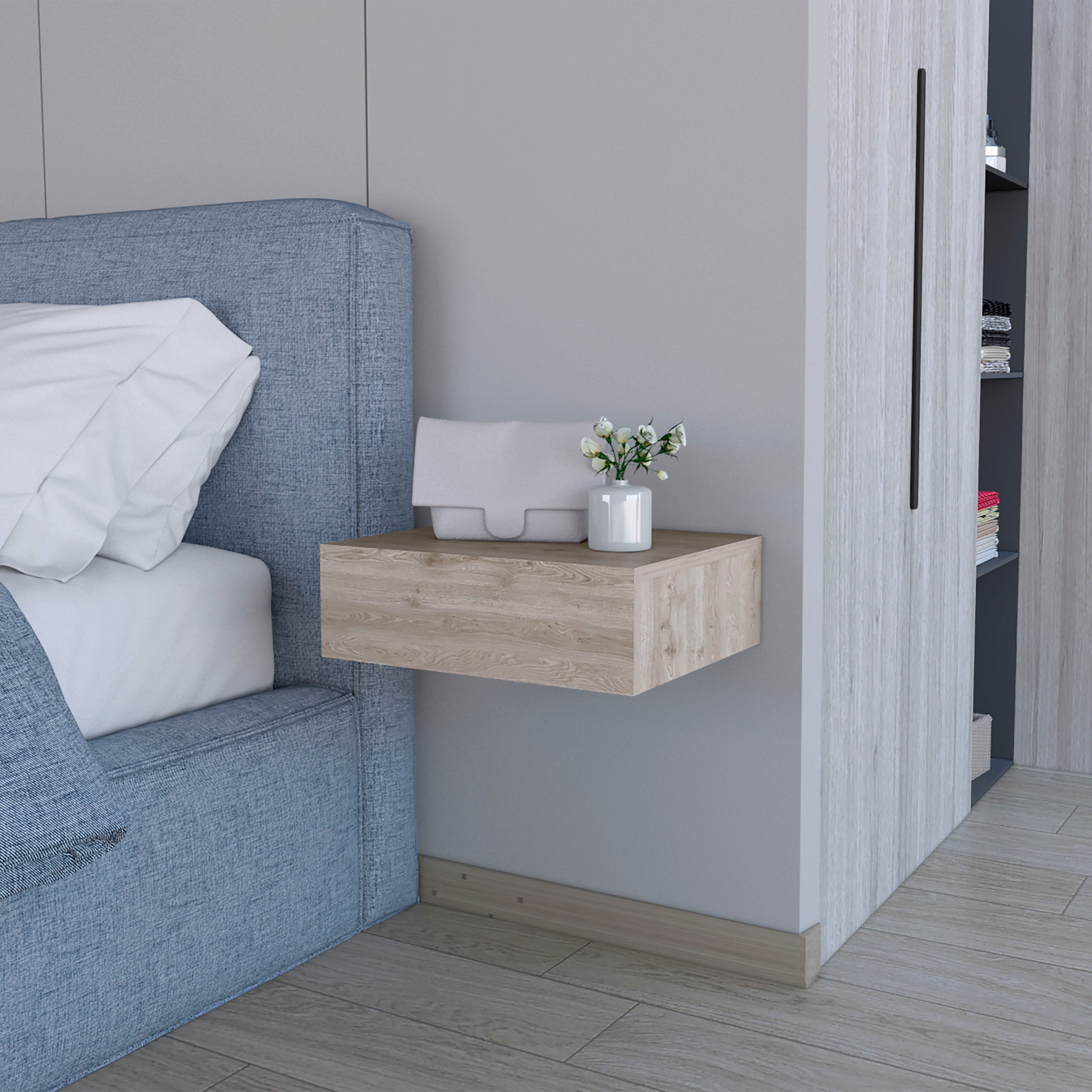Vienna Floating Nightstand, Sleek Wall-Mounted Design with Spacious Drawer Storage