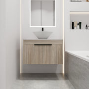 30''Modern Design Float Bathroom Vanity With Ceramic Basin Set,Wall Mounted White Oak Vanity  With Soft Close Door,KD-Packing,KD-Packing,2 Pieces Parcel(TOP-BAB217MOWH)