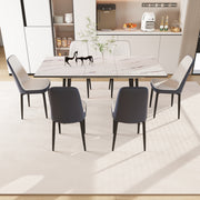 47'-63' expandable dining table set for 2-6 people, equipped with PU fabric thick cushioned dining chair and an elegant and spacious dining table , kitchen table and chair set, with black metal legs