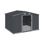 Large Metal Outdoor Storage Shed 8 x 10 FT with Sliding Doors and Air Vent, Grey Steel Construction