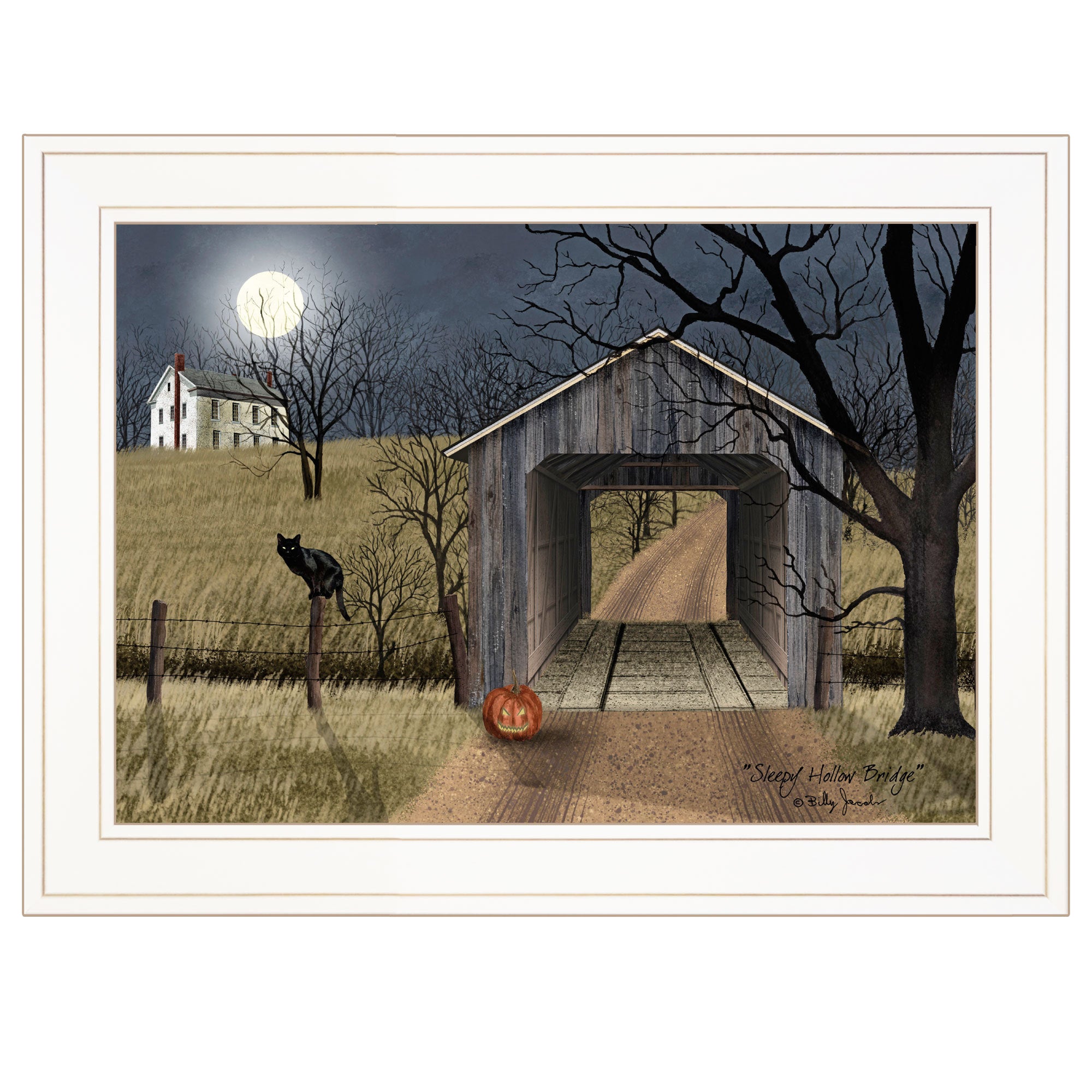 'Sleepy Hollow Bridge' by Billy Jacobs, Ready to Hang Framed Print, White Frame