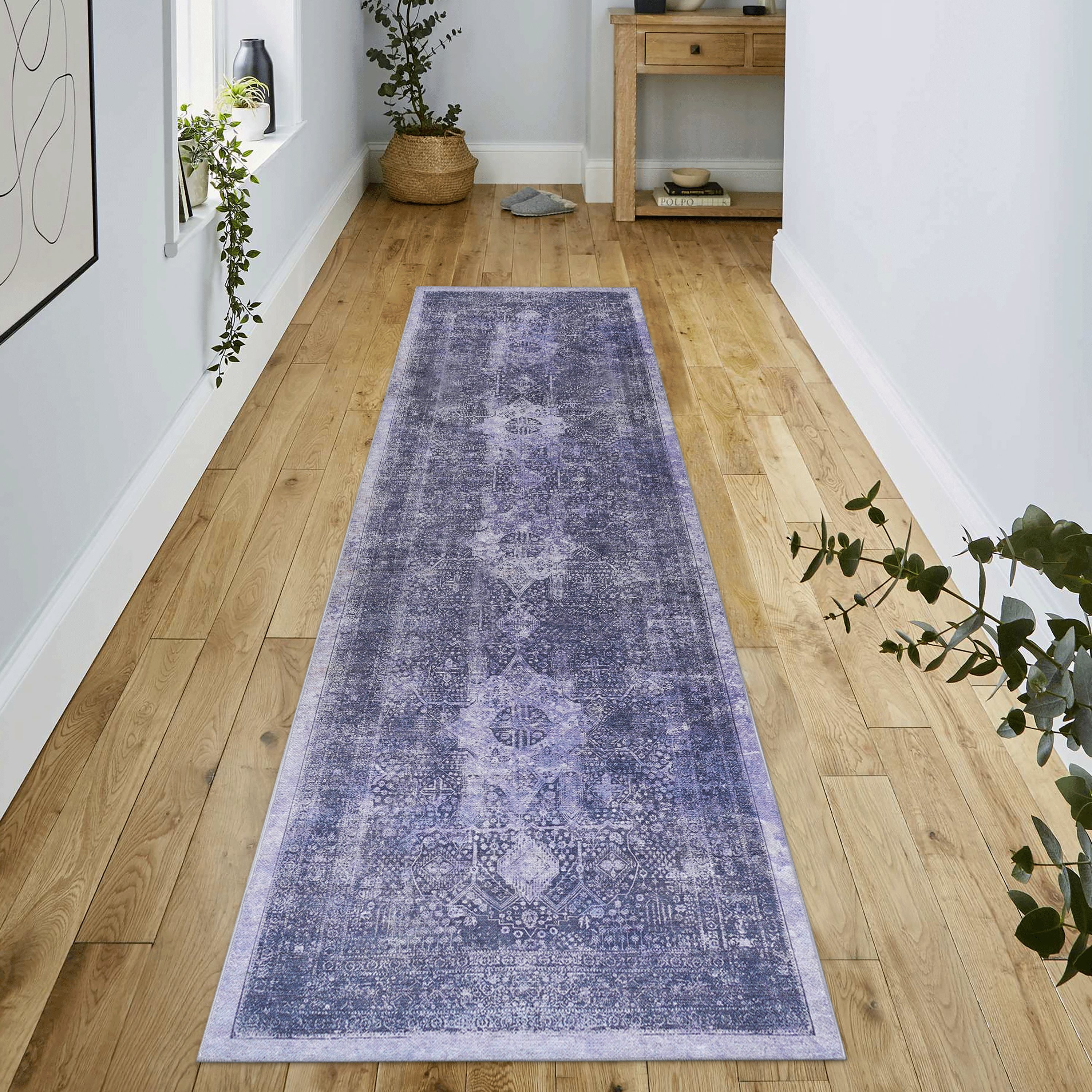 LOOM & LUXE 2'6''x10' Runner, Washable Rug, Low-Pile, Non-Slip, Non-Shedding, Foldable, Kid & Pet Friendly - Area Rugs for living room, bedroom, kitchen, dining room rug (Anthracite, 2'6''x10')