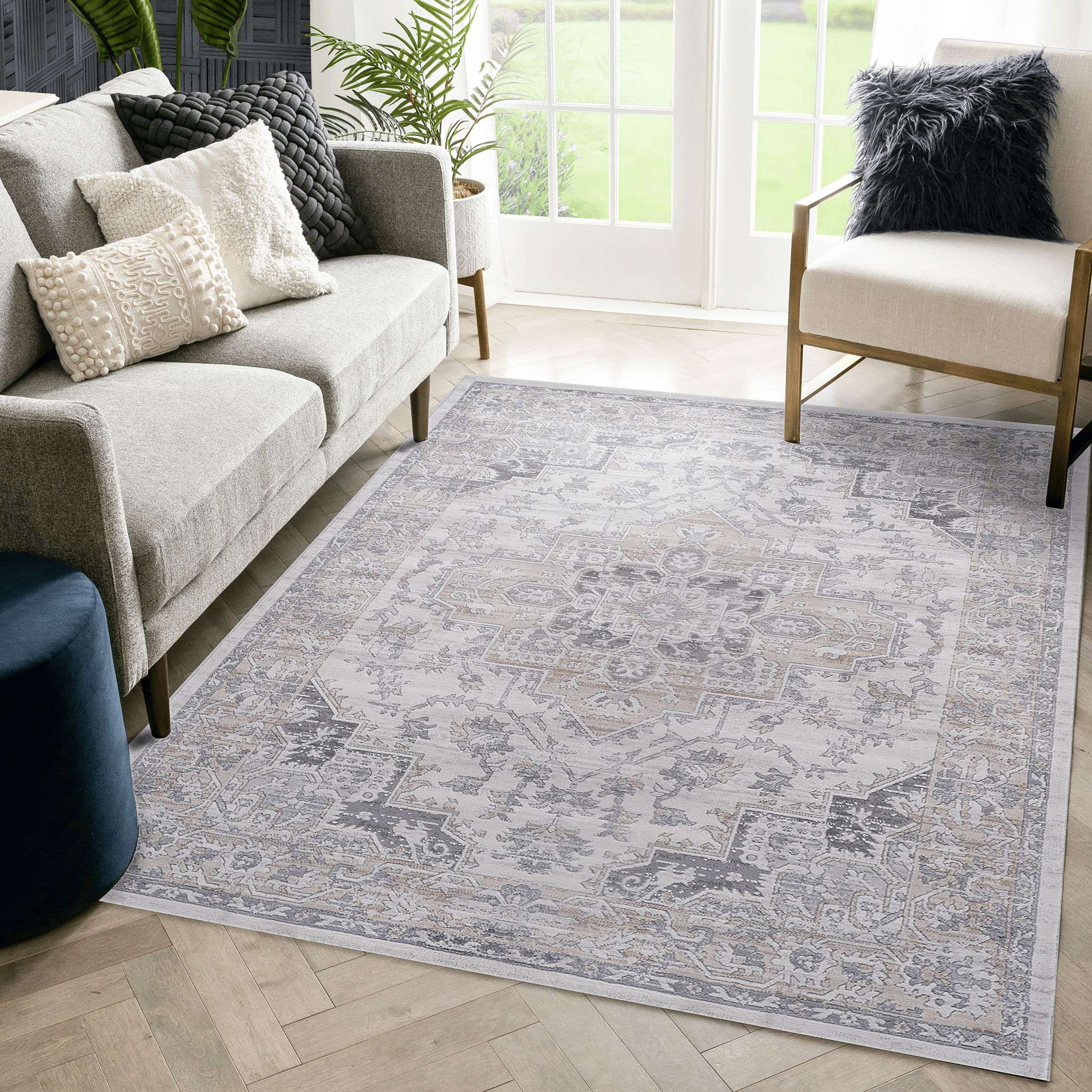 MARFI Collection 5X7 Ivory / Beige / Oriental Area Rug