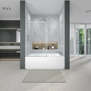56-60' W *60' H Frameless Single-sliding Shower Door,1/4' (6mm) Thick SGCC Tempered Glass,Brushed Nickel
,Bathroom/Hotel/Apartment