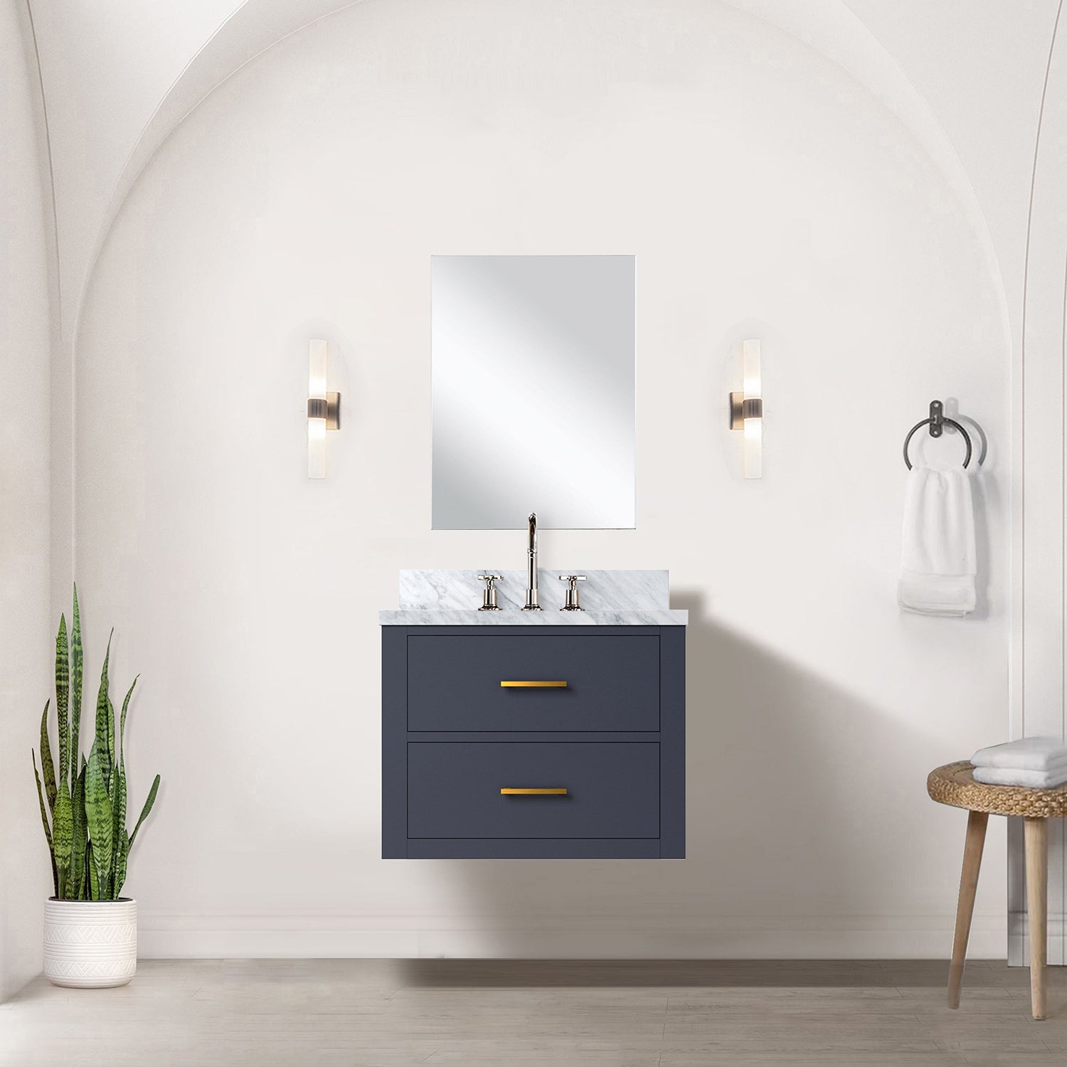 Blue Single Bath Vanity 24 in. W x 18 in. D