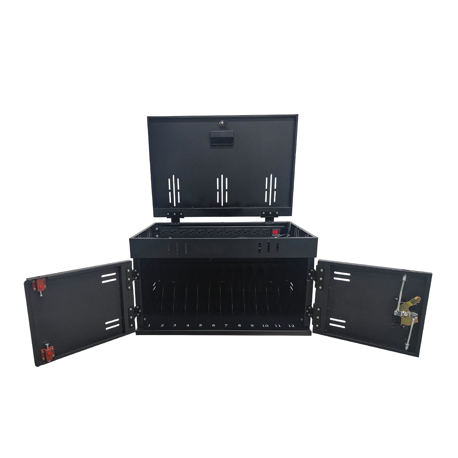 12-Device Charging Station for Laptops and Tablets,  charging cart charging cabinet, Surge Protection for Classroom or Office, Up to 17.3' Screen