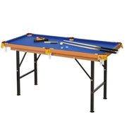 Soozier 55' Portable Folding Billiards Table Game Pool Table for Whole Family Number Use With Cues, Ball, Rack, Chalk, Blue