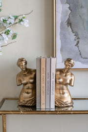 Set of 2 4.5x5x10' Venus de Milo Bust Bookends with Gold Finish